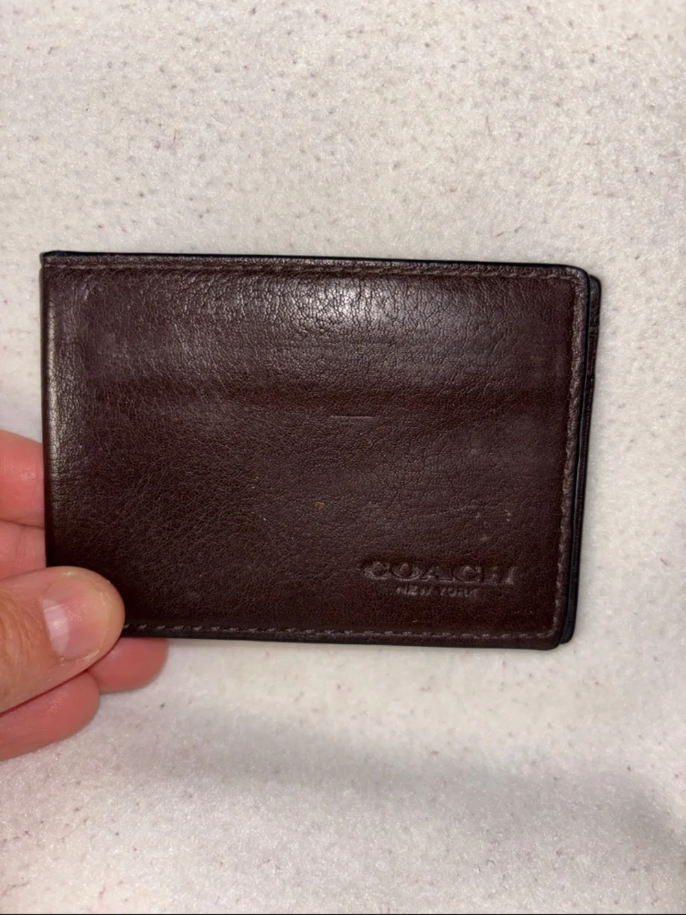 Coach Dark Brown Leather Card Holder Wallet